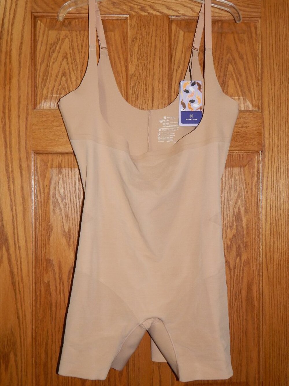 NEW Honeylove Shapewear Women's Plus Size 3X Open-Bust Mid-Thigh Bodysuit Sand